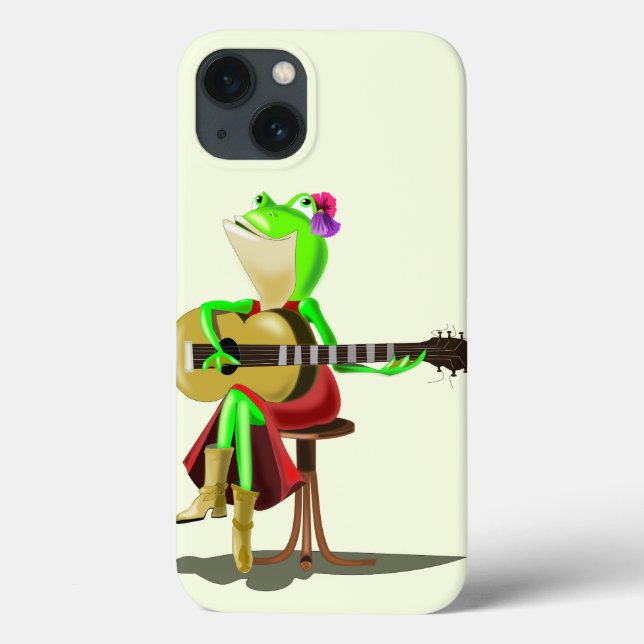 Funny iphone case med Frog Spela Guitar (Baksida)