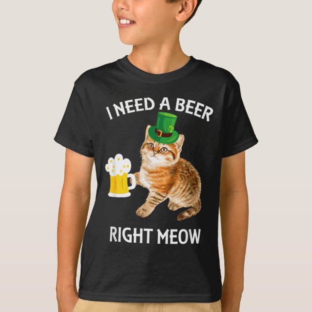 Funny Irish Beer Cat St Patricks Day Drinking With T Shirt (Framsida)