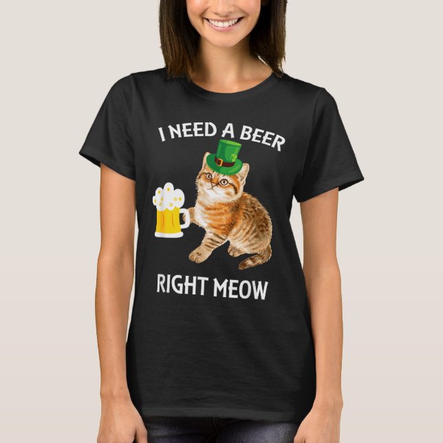 Funny Irish Beer Cat St Patricks Day Drinking With T Shirt (Framsida)