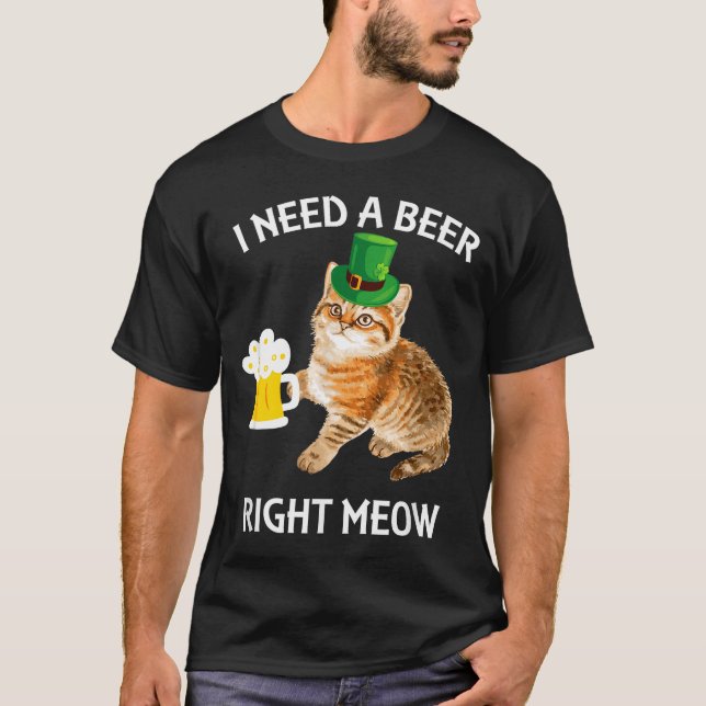 Funny Irish Beer Cat St Patricks Day Drinking With T Shirt (Framsida)