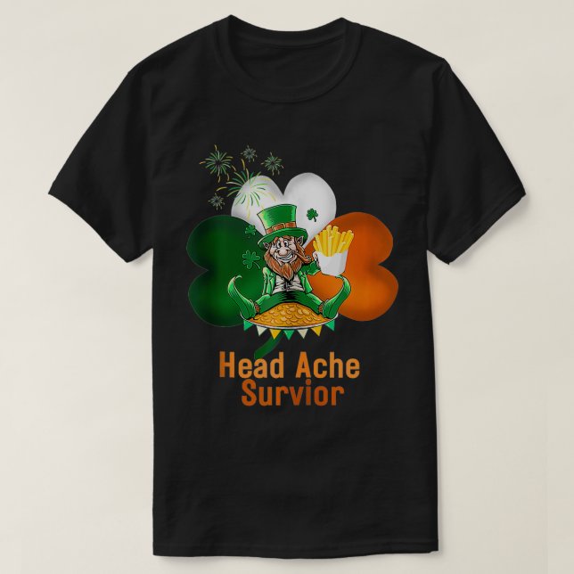 Funny Irish Drinking Head Ache Survivor Chip T Shirt (Design framsida)