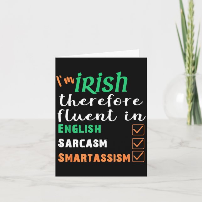 Funny Irish Fluent In Smart St Patricks Gift  Kort (Framsida)