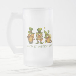 Funny Irish Gnomes Lycklig St patrick's day Frostat Ölglas