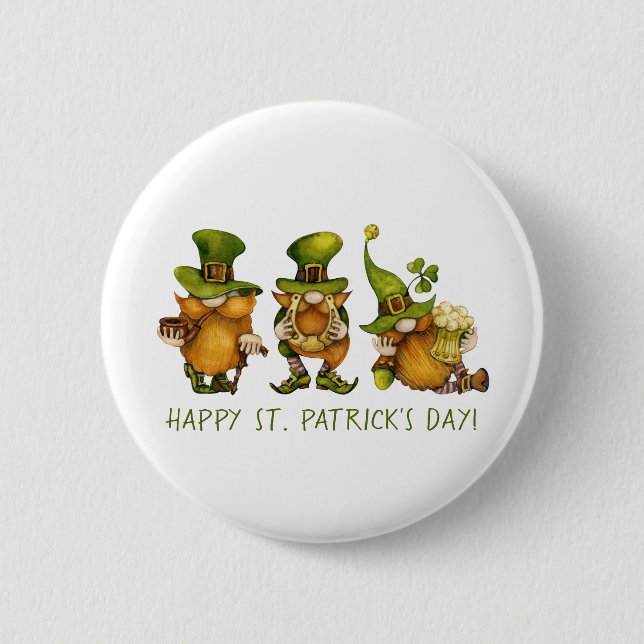 Funny Irish Gnomes Lycklig St patrick's day Knapp (Framsida)