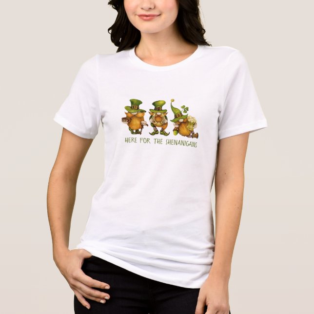 Funny Irish Gnomes Shenanigans St patrick's day T Shirt (Framsida)