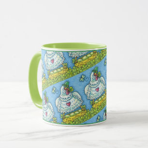 FUNNY IRISH HEN, GRÖNT EGGS AND SHAMROCKS CUTE MUGG