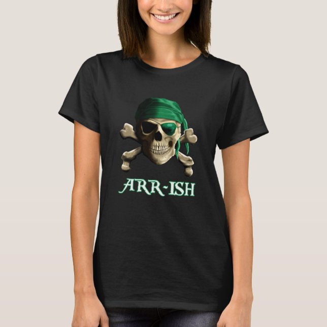 Funny Irish Jolly Roger Pirat Skull ARR-ISH T Shirt (Framsida)