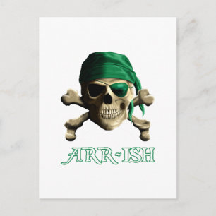 Funny Irish Jolly Roger Pirat Skull ARR-ISH Vykort