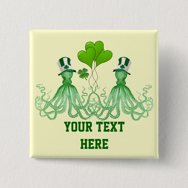 Funny Irish octopi St patrick's day Knapp (Framsida)