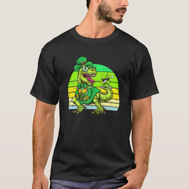 Funny Irish Shamrock Dinosaur St patricks day Todd T Shirt (Framsida)
