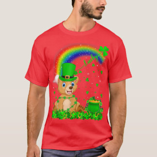 Funny Irish Shamrock Rainbow Lucky Bear St Patrick T Shirt