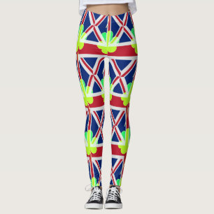 Funny Irish Shamrock Union Jack Flagga St. Patrick Leggings