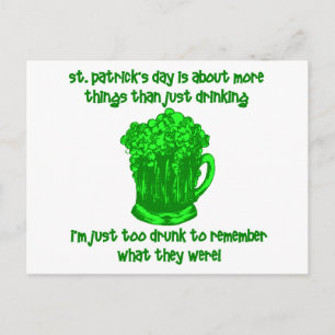 Funny Irish St Patricks Drinking Vykort