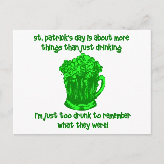 Funny Irish St Patricks Drinking Vykort (Framsida)