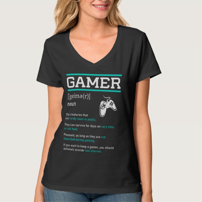 Funny, ironisk spelspeldefinition - spel t shirt (Framsida)