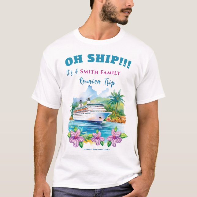 Funny Island Cruise Frakt Reunion T Shirt (Framsida)