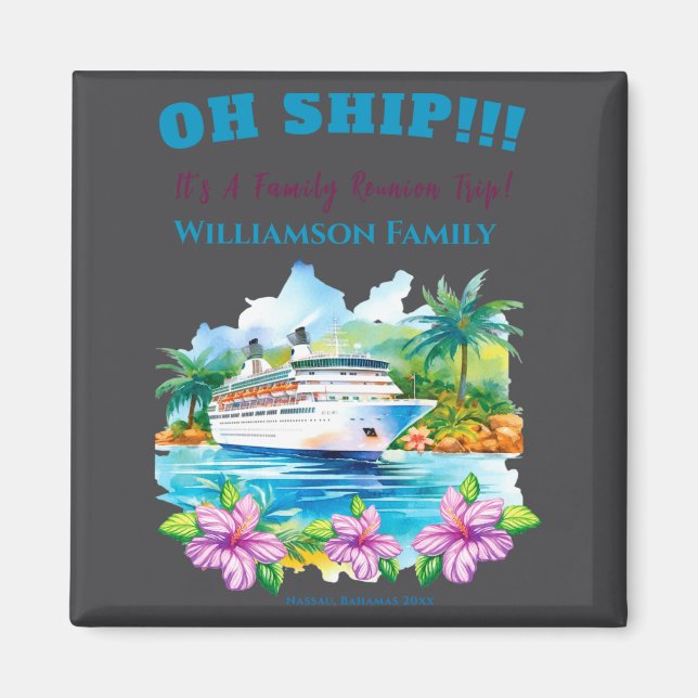 Funny Island Cruise Ship Family Reunion  Magnet (Framsidan)