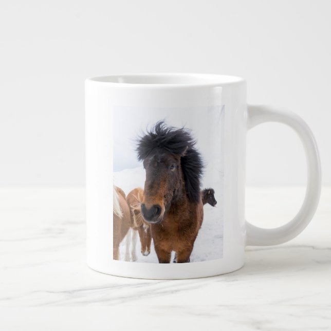 Funny isländska Horse Porträtt Jumbo Mugg (Höger)