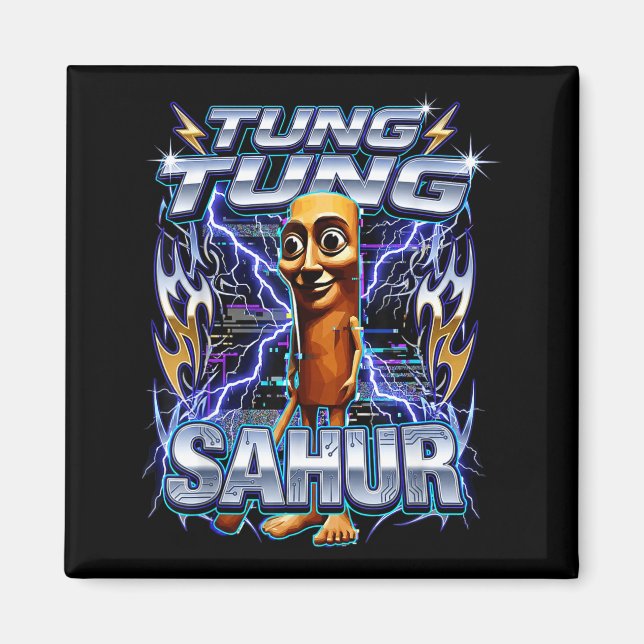 Funny Italian Brainrot Tung Tung Tung Sahur  Magnet (Framsidan)