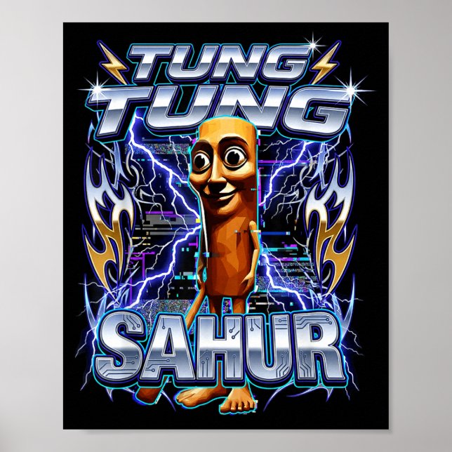Funny Italian Brainrot Tung Tung Tung Sahur  Poster (Framsidan)