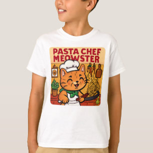 Funny italiensk Chef Cat Cooking Pasta T Shirt