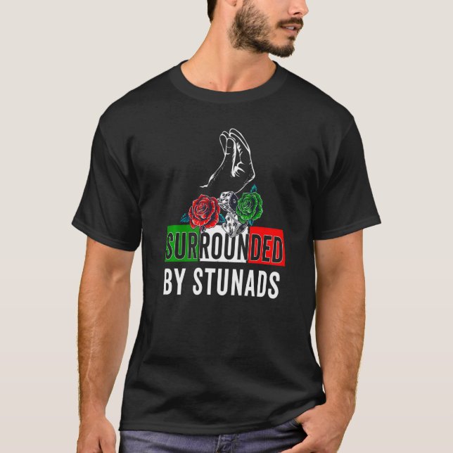 Funny italiensk Ord omgiven av Italien Stunads T Shirt (Framsida)