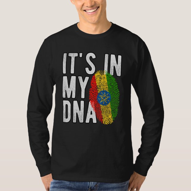 Funny it's in my DNA Ethiopia flag Fingerprint T Shirt (Framsida)