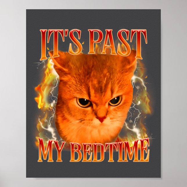 Funny It's Past My Bedtime Cat Meme Animals Humor  Poster (Framsidan)