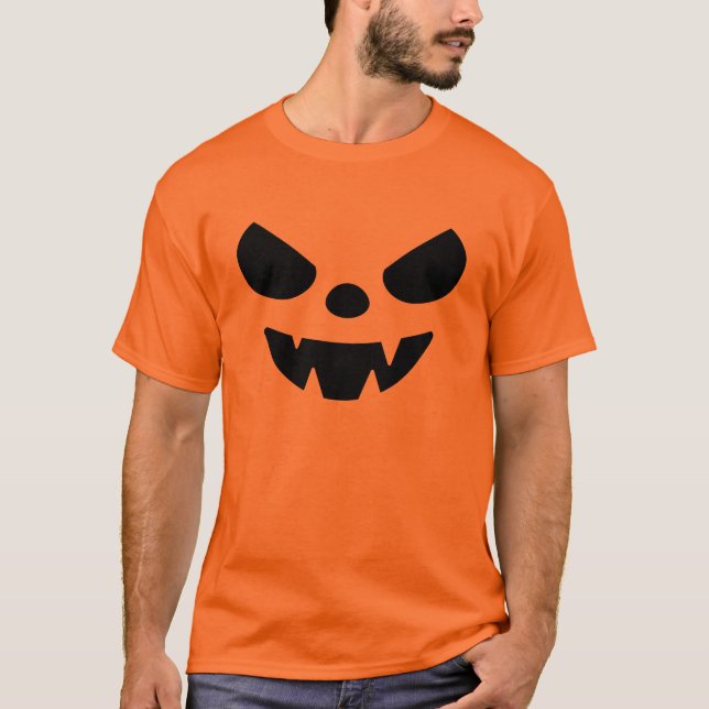 Funny Jack-o'-lantern Ansikte T Shirt (Framsida)