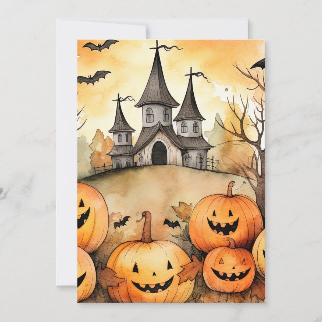 Funny Jack O'Lanterns Fladdermus Halloween Card Julkort (Framsida)