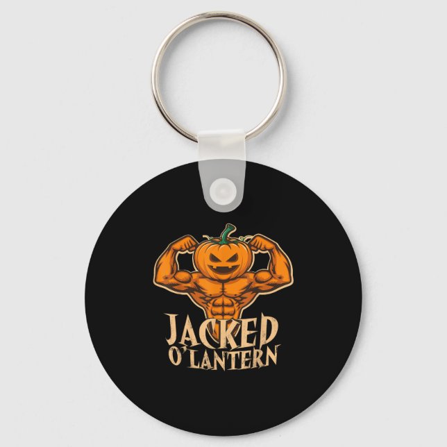 Funny Jacked Halloween Pumpkin Workout Motivation Nyckelring (Framsida)