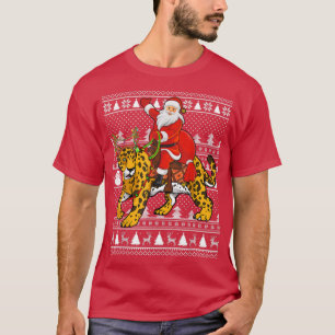 Funny Jaguar Älskare Santa Riding Jaguar Ugly Kris T Shirt