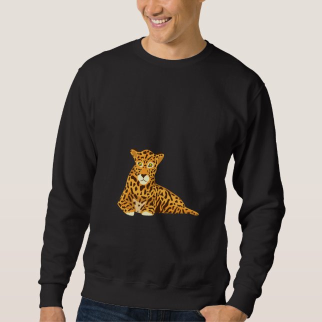 Funny Jaguar Painting Pullover Lång Ärmad Tröja (Framsida)