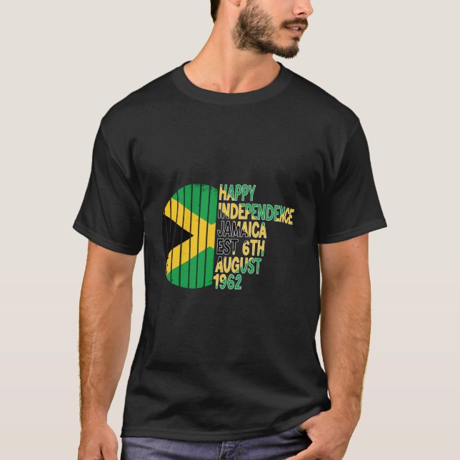 Funny Jamaica Cat Lycklig Jamaican Independence Si T Shirt (Framsida)