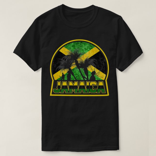 Funny Jamaica Flagga Handflatan sommar Vacation au T Shirt (Design framsida)