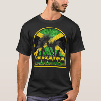 Funny Jamaica Flagga Handflatan sommar Vacation au T Shirt