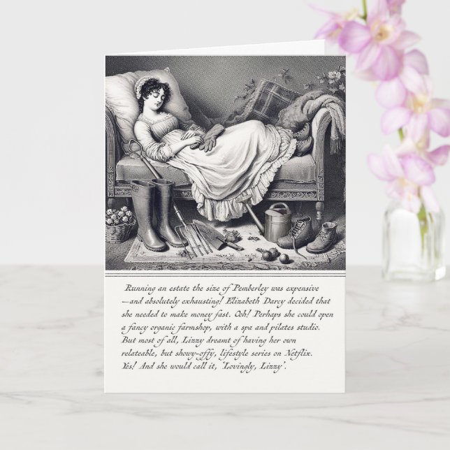 Funny Jane Austen Pride & Prejudice Greeting Card Kort (Orkide)