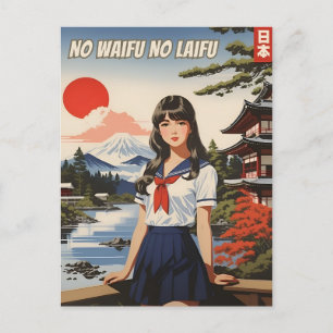 Funny Japan Kawaii Girl Anime Waifu Humor Vykort