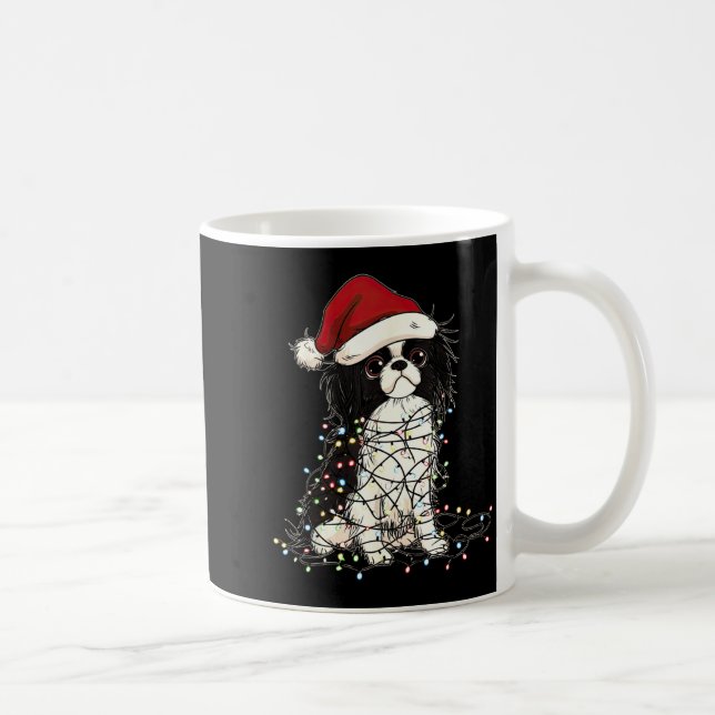 Funny Japanese Chin Christmas Graphics Dog Lights  Kaffemugg (Höger)
