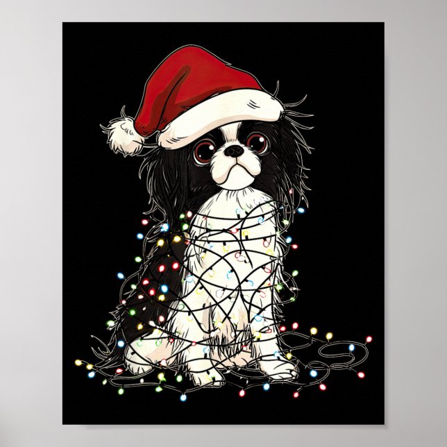 Funny Japanese Chin Christmas Graphics Dog Lights  Poster (Framsidan)