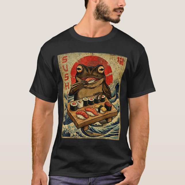 Funny Japanese Kawai Frog Pun Food Frog Humor Sush T Shirt (Framsida)