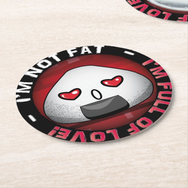 Funny japanese riceball underlägg papper rund (Vinklad)