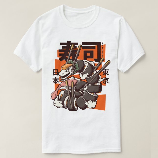 Funny Japanese Sushi Dragon Roll T Shirt (Design framsida)