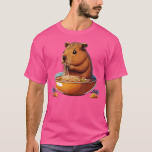 Funny japansk Capybara Capibara Eating Ramen Nood T Shirt
