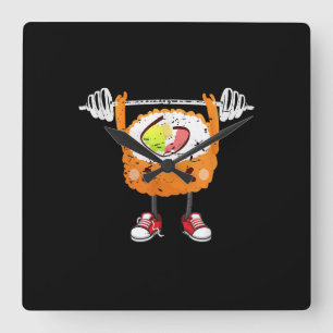 Funny japansk Food Gym Weightlift Gift T-Shirt Fyrkantig Klocka