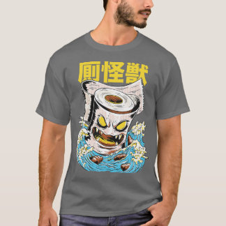 Funny Japansk Kaiju Toilet Papper Monster Stil T Shirt