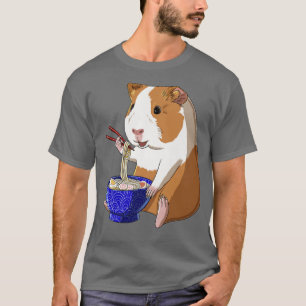 Funny japansk Kawaii Ramen Noodles Guinea Gris Pre T Shirt