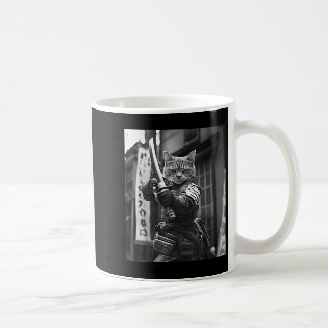 Funny japansk samurai Cat Meme Martial Arts Pappa  Kaffemugg (Höger)