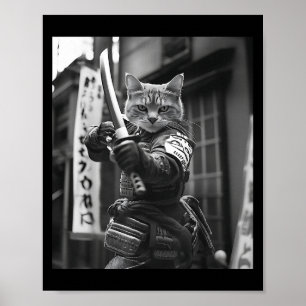 Funny japansk samurai Cat Meme Martial Arts Pappa  Poster