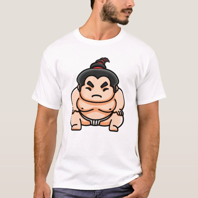 Funny japansk Sumo Man T Shirt (Framsida)